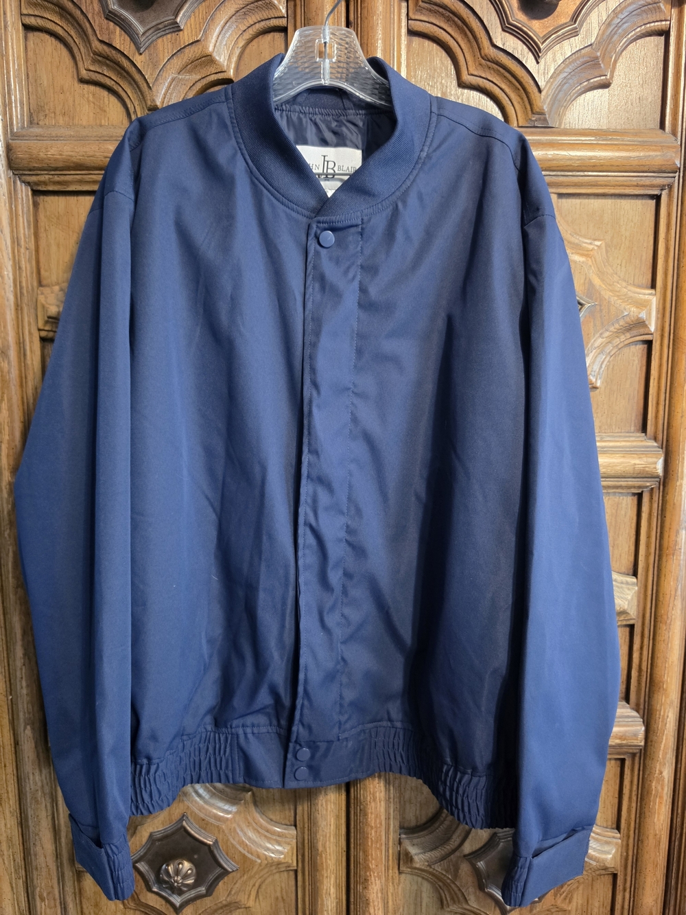 Navy Bomber Jacket with Snap Front